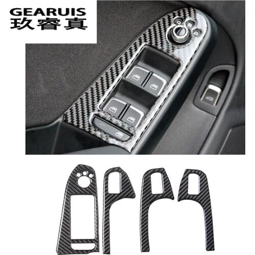 Car styling door armrest panel cover trim window glass lift buttons frame decal strip sticker for Audi A4 B8 A5 auto Accessories