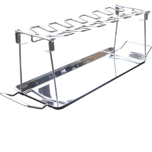 Barbecue Grill Tray W-ing Rack Foldable Kicthen Picnic Stainless Steel Roast Food Durable 46X34.5X10.5cm BBQ Accessories