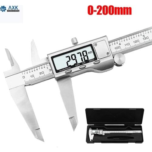 Digital Caliper Lcd Vernier Stainless Steel 8\" 200mm 0-200mm Shipping With Retail+box Oloey Metalworking Axk-200