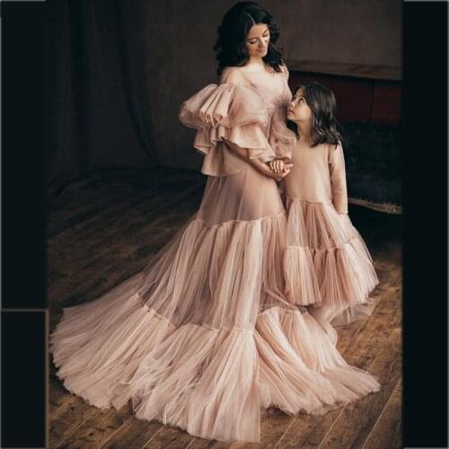 Long Maternity Dresses for Photoshoot Fluffy Luxury Ruffles Pajamas Party Nightgowns Custom Made Pregnacy Gowns Shoot