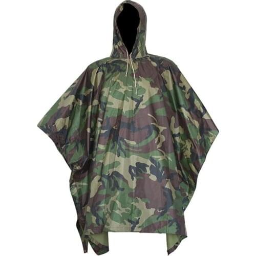 Men Women Outdoor Camping Sports Military Training Camouflage Waterproof Raincoats Jungle Hiking Multi Functional Hoody Poncho