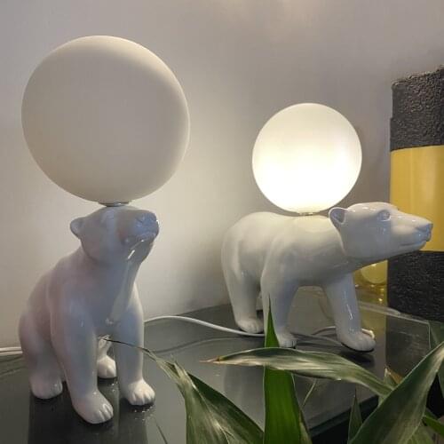 Living Room Home Decor Polar Bear Table Lamp Bedroom Bedside Lamps Dormitory Study Led Desk Lamp Desktop Decoration Reading Lamp