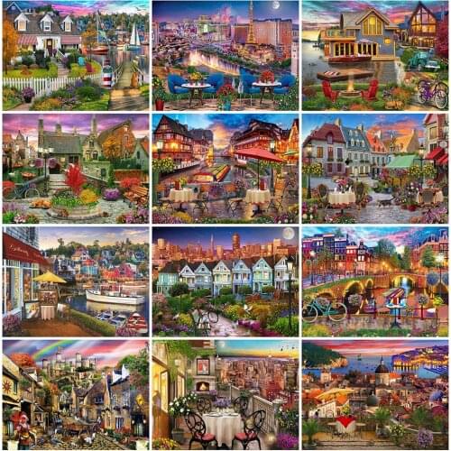 Evershine 5D DIY Diamond Painting Street Mosaic Sale Diamond Embroidery House Landscape Rhinestone Art Home Decor Gift