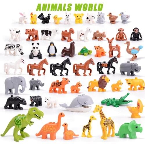 Toys Animal Series Big Figures Building Blocks Animals Educational Gifts Compatible Big Size Toys For Children Kids Xmas Gift