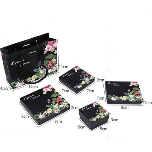 Ins Dynamic Fashion Black Box For Jewelry 100pcs/lot Ring Earring Packaging Cases Necklace Pendant Paper Box Free Shipping OEM
