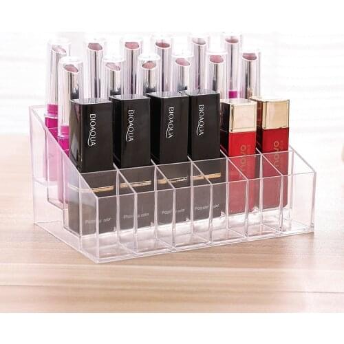 24 Grid Lipstick Box Acrylic Makeup Organizer Storage Box Lipstick Nail Polish Display Stand Holder Cosmetic Organizer Box