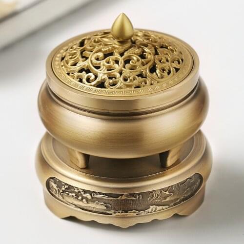 Home Indoor Sandalwood Incense Burner, Pure Copper Incense Sticks and Indoor Spiral Burner