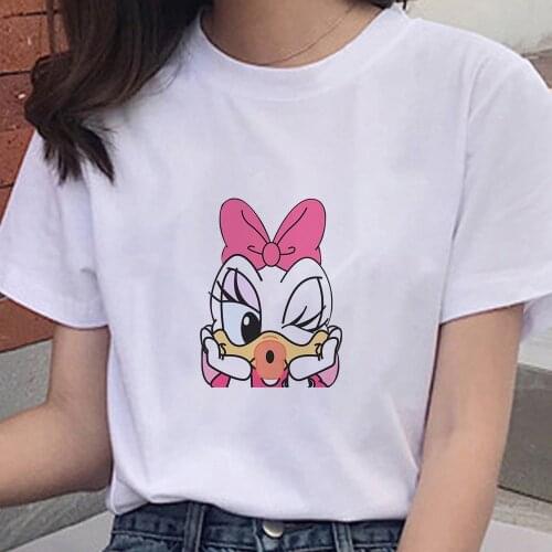 Disney Summer Women T Shirt Creative Cute Mini Daisy Duck Print Female Short Sleeve Plus Size Tshirts Casual Graphic Tee Tops