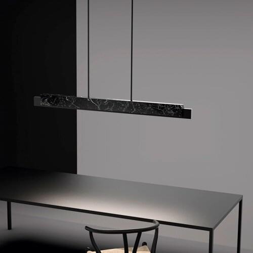 Minimalist restaurant art chandelier Nordic post-modern designer cashier front desk black marble strip lamp