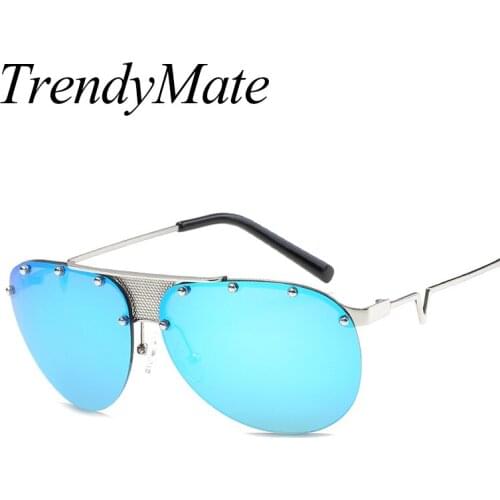 TOP Fashion Sunglasses Women Popular Brand Designer Pilot Sun Glasses For Women Lady Glasses Female Rivet Shades UV400 1041T