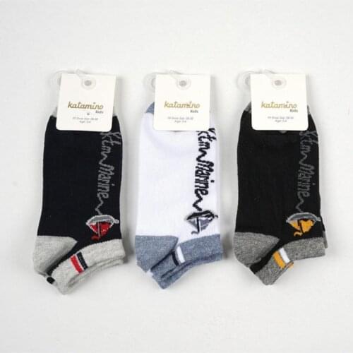 Male Booties Socks 3'lü Cotton Booties socks Black