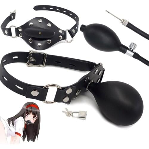 Inflatable Liquid Silicone Ball Gag Open Mouth Plug Dildo Pump SM Bondage PU Strap Slave Oral Fixed Stuffed Couple Flirt Sex Toy