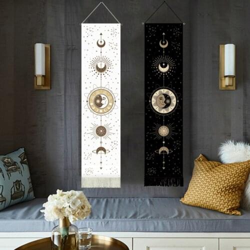 New Black And White Moon Sun Wall Hanging Tapestry Vintage Moon Phase Wall Hanging Tapestry Boho Room Wall Decor 2 Color