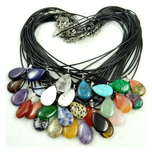 Natural stone Quartz crystal Turquoises tiger eye lapis Opal aventurine Water droplets Pendant for diy lJewelry making necklace