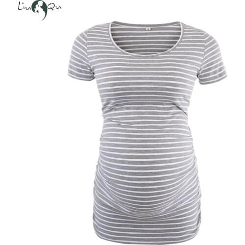 Maternity Pregnancy Clothes Striped Tops Breastfeeding T-shirt Striped Tops Mama Pregnancy Clothes O-neck Summer 2018 Top
