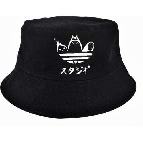 Men Women Cartoon Totoro Spirited Away Bucket Hat Fisherman Panama Hats Cotton Outdoor Summer Casual Swag Bob Visor Bucket Cap