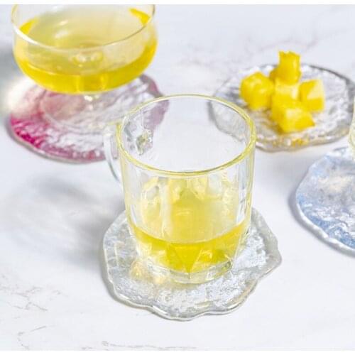 Crystal Glass Coaster Carving Table Mat Heat Resistant Placemat Insulation Cup Bowl Mat Dining Table Decoration For Kitchen