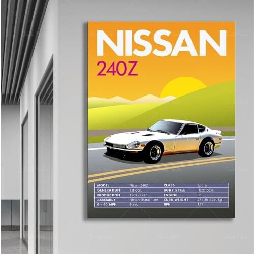 Retro Vintage Classic Car Poster Nissan 240Z