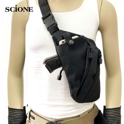 Concealed Tactical Bag Storage Gun Holster Mens Left Right Nylon Shoulder Bags Anti-theft Chest Bag Hunting Sling Bag XA696+WA