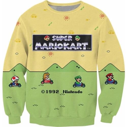 Harajuku Cartoon Super Mario Kart 3D Print Sweatshirts Men/Women Gothic O neck Hoodies Girls Casual Streetwear Kawaii Clothes