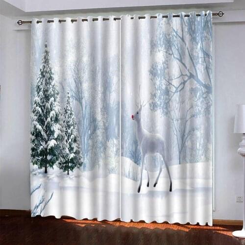 Snow curtains Christmas curtain Customized 3d curtains new window balcony thickened windshield blackout curtains