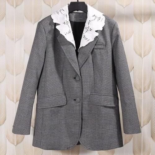 2020 Autumn Winter Womens high quality Plaid blazers jackets Designer OL elegant coat C292