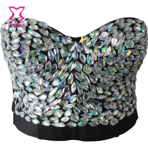 Corzzet Punk Rave Push Up White Beading Bustiers Bra Sexy Rock Steampunk Gothic Dance Bras Spikes Sujetador Brassiere