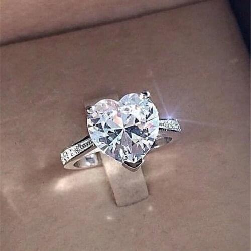 Heart Shape Female Promise Ring Dazzling Brilliant CZ Engagement Wedding Band Rings for Women Bridal Fine Jewelry