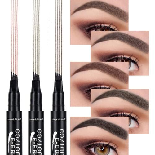 Liquid Eyebrow Pen Four-claw Eye Brow Tint Makeup Waterproof 5 Colors Eyebrow Pencil Brown Black Grey Brush Makeup Cosmetics Pen