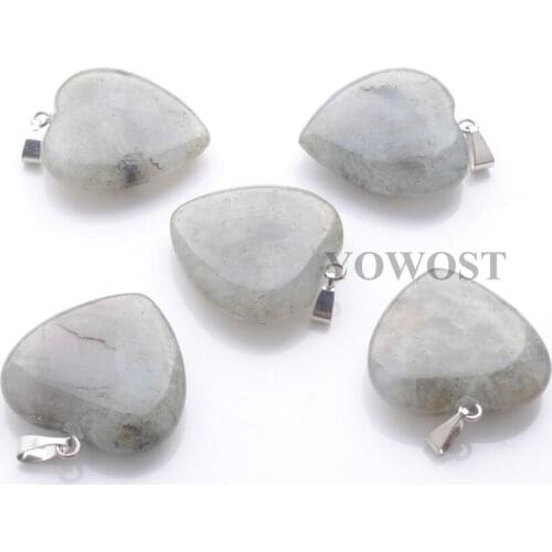 10Pcs 25x25mm Labradoirte Natural stone charms heart pendants for Necklace Earrings DIY Jewelry Making Pendulum Pendant IN3834