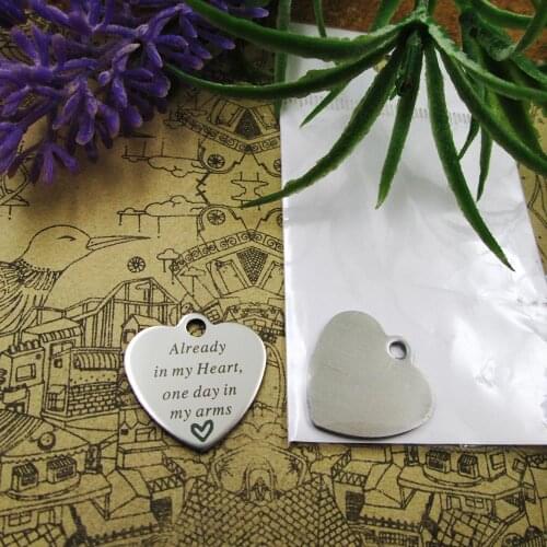 10pcs--"Already in my Heart,one day in my arms"stainless steel charms 5 styles for choosing DIY Charms for necklace bracelets