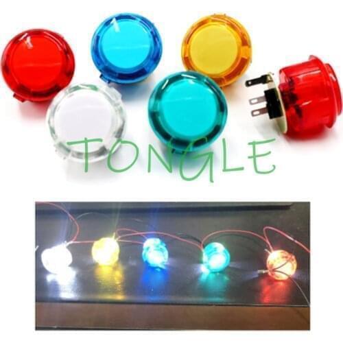12PCS Arcade Transparent 24mm 5V LED Push Button Replace SANWA OBSF-24 OBSN-24 OBSC-24 For DIY Raspberry PI MAME PC Pandora Game