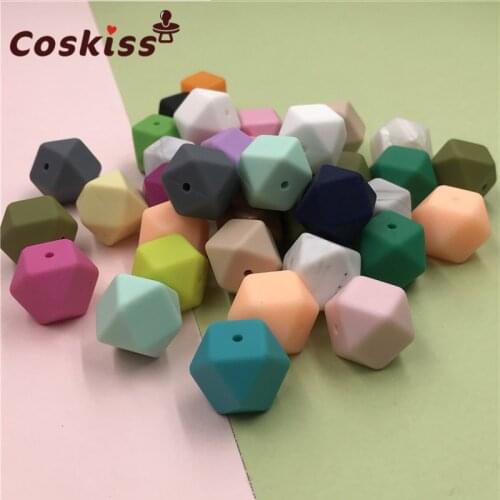Baby Nursing Teether 17mm 5pc Silicone Octagonal Beads Can Chew DIY Jewelry Pram Toy Nursing Accessories Baby Teether