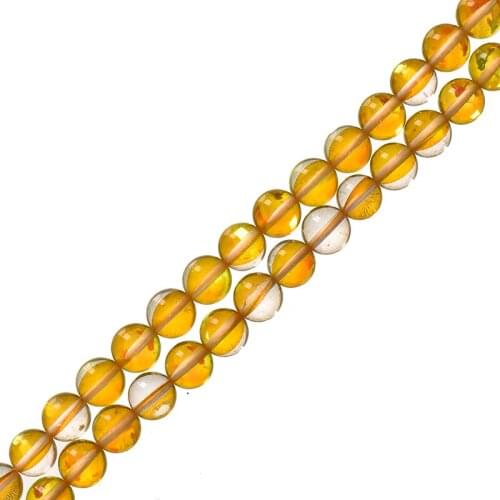 6/8/10mm Yellow Crystal Round Stone Beads Making Handmade For Bracelets Necklace 16inch Loose Beads H756