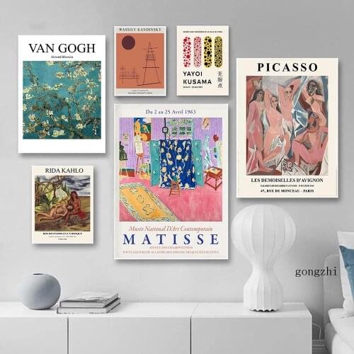 Henri Matisse Van Gogh Picasso Yayoi Kusama Abstract Exhibition Posters Canvas Painting Wall Art Pictures Living Room Home Decor