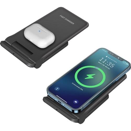 20W 2 in 1 Qi Wireless Charger For iPhone 12 11 8 XS XR Airpods Pro Fast Charging Stand Pad for Samsung S21 S20 S10 Galaxy Buds