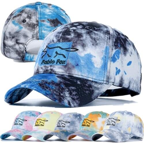 New Brand Cotton Hats For Women Fashion Fox Letter Embroidered Tie Dye Baseball Cap Adjustable Outdoor Female Streetwear Hat