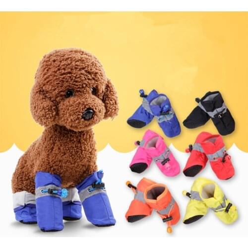 4pcs/set Anti-slip Pet Shoes for Small Dogs Cats Chihuahua Waterproof Booties Snow Dog Boots Warm Socks Footwear Cachorro