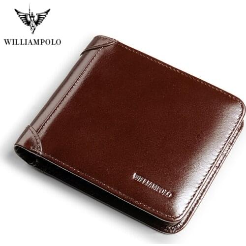 Men wallet Full Grain Leather Short wallet mens casual multi-function card bag Coin Purses Money Bag Credit Card Cowhide P285