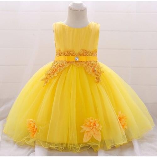 2021 Flower Baby Girl Dress 1 Year Birthday Dress For Girl Clothes Child Christening Princess Tutu Dresses Evening Clothing