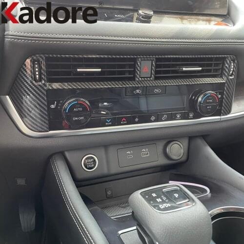 For Nissan Rogue X-trail 2021 2022 Carbon Fiber Front Center Air Vent Outlet Cover Trim AC Frame Car Interior Accessories LHD