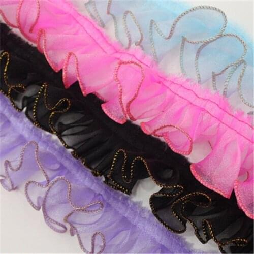 2YD 5.5cm Fantasy Yarn Copy Gold Rim Toy Fungus Wedding Hat Headdress Skirt Decoration Diy Discount Lace