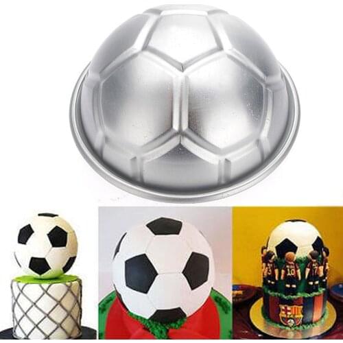 3D Football Cake Mold Half Round Ball Shaped Aluminum Mould Diy Chocolate Mousse Tool Kitchen Soccer Baking Pan