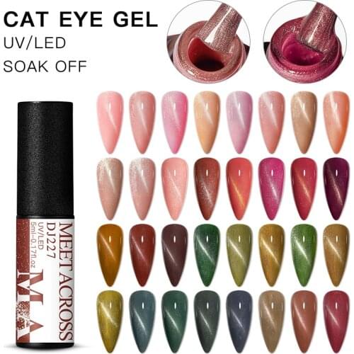 MEET ACROSS Cat Eye Series Nail Gel Polish 5ml Semi Permanent Gel Glitter Soak Off UV Gel Varnish DIY Nail Art varnish