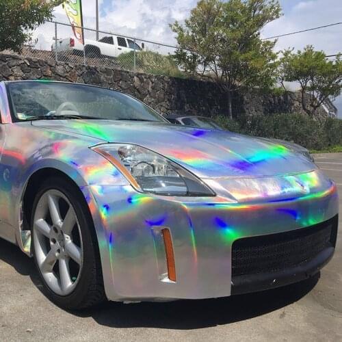 18mx1.52m Holographic Chrome Laser Silver Car Whole Body Film PVC Vinyl Wrap Glossy Film Stickers with Air Release