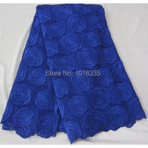 Hot sale 5 yards125CM Width royalblue african cord lace chemical water soluble lace fabric DHL shipping