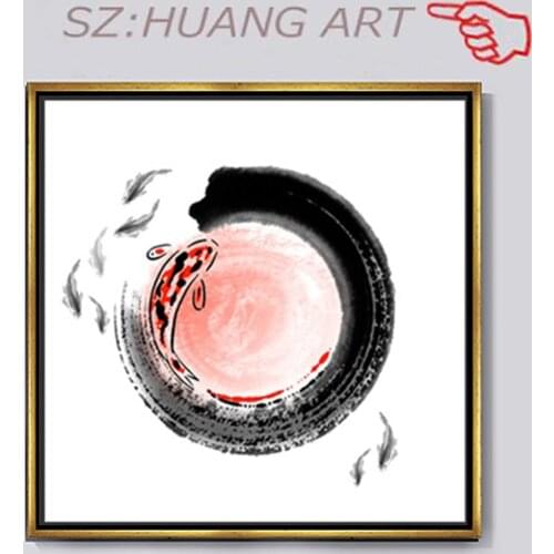 Artist Hand-painted Koi Carp Oil Painting on Canvas Chinese Fish Carps Oil Painting Traditional China Fishes Oil Painting