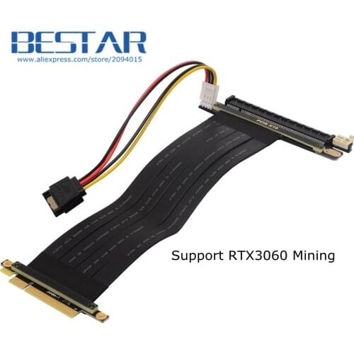 PCI Express x8 Male To PCI-E x16 Female Riser Mining Cable RTX3060 PCI-E Riser Cable Pcie Riser Adapter Extension Cable