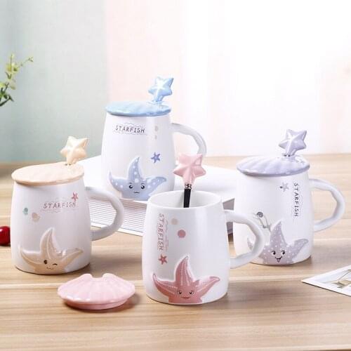 LISM ceramic cartoon Ocean Star ceramic mug cute creative coffee mug Office Cup