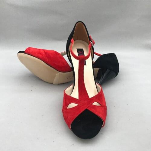 Red Flamenco Dance Shoes Argentina Tango Shoes pratice shoes MST6226RBS Leather Hard Sole 7.5cm Heel 9cm heel available